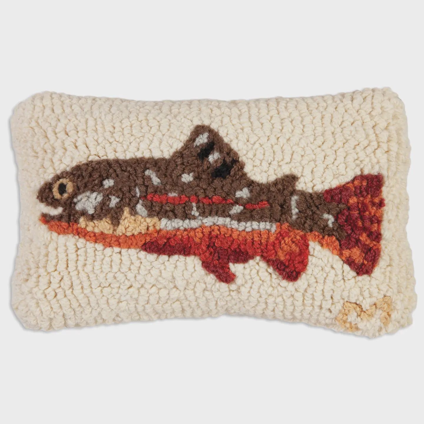 Maple Trout Hooked Pillow 8" x 12"