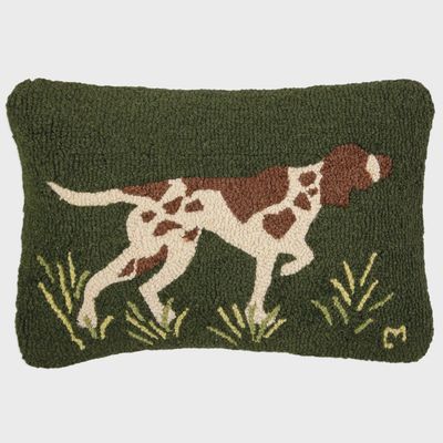 Pointer Hand Hooked Wool Decorative Pillow 14" x 20"