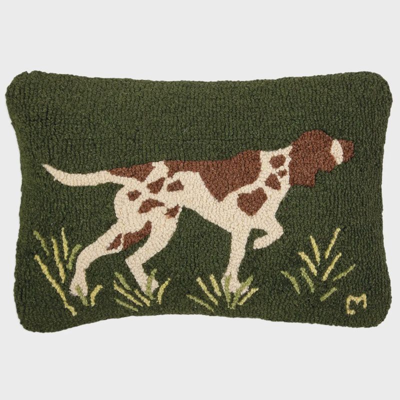 Pointer Hand Hooked Wool Decorative Pillow 14" x 20"