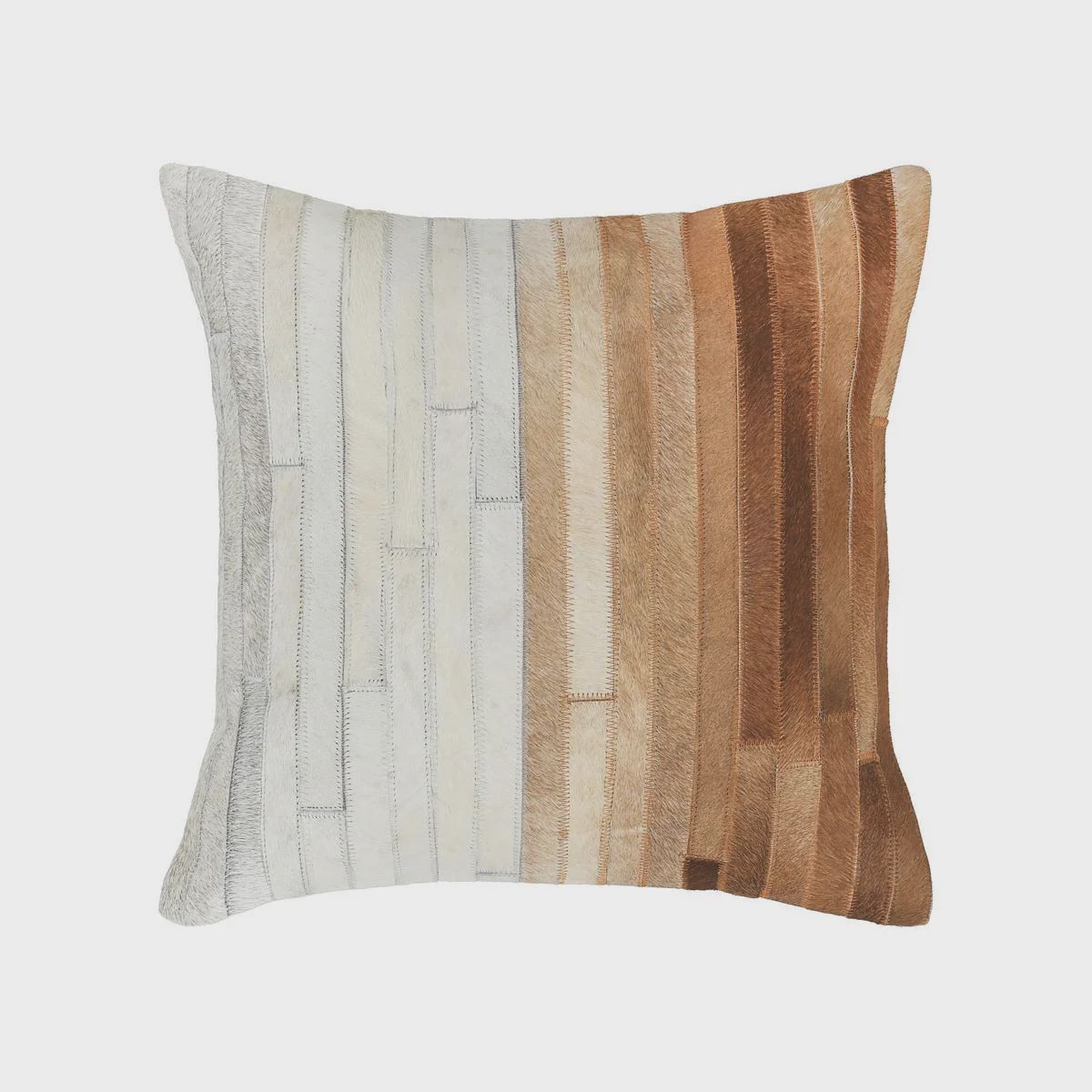 Ombre Hair-On Hide Patchwork Pillow - 20 x 20