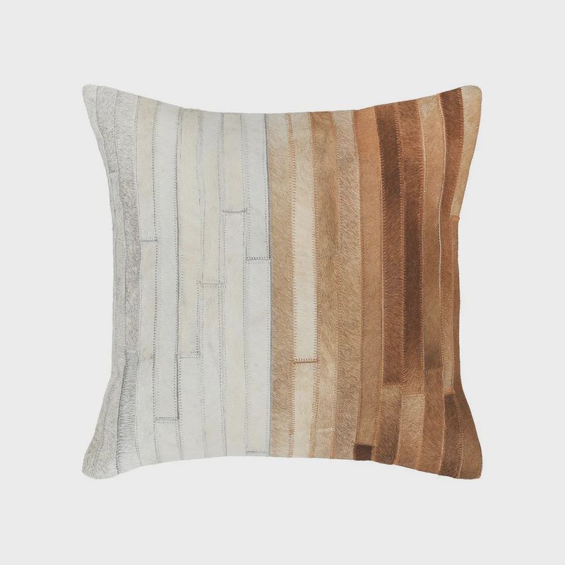 Ombre Hair-On Hide Patchwork Pillow - 20 x 20