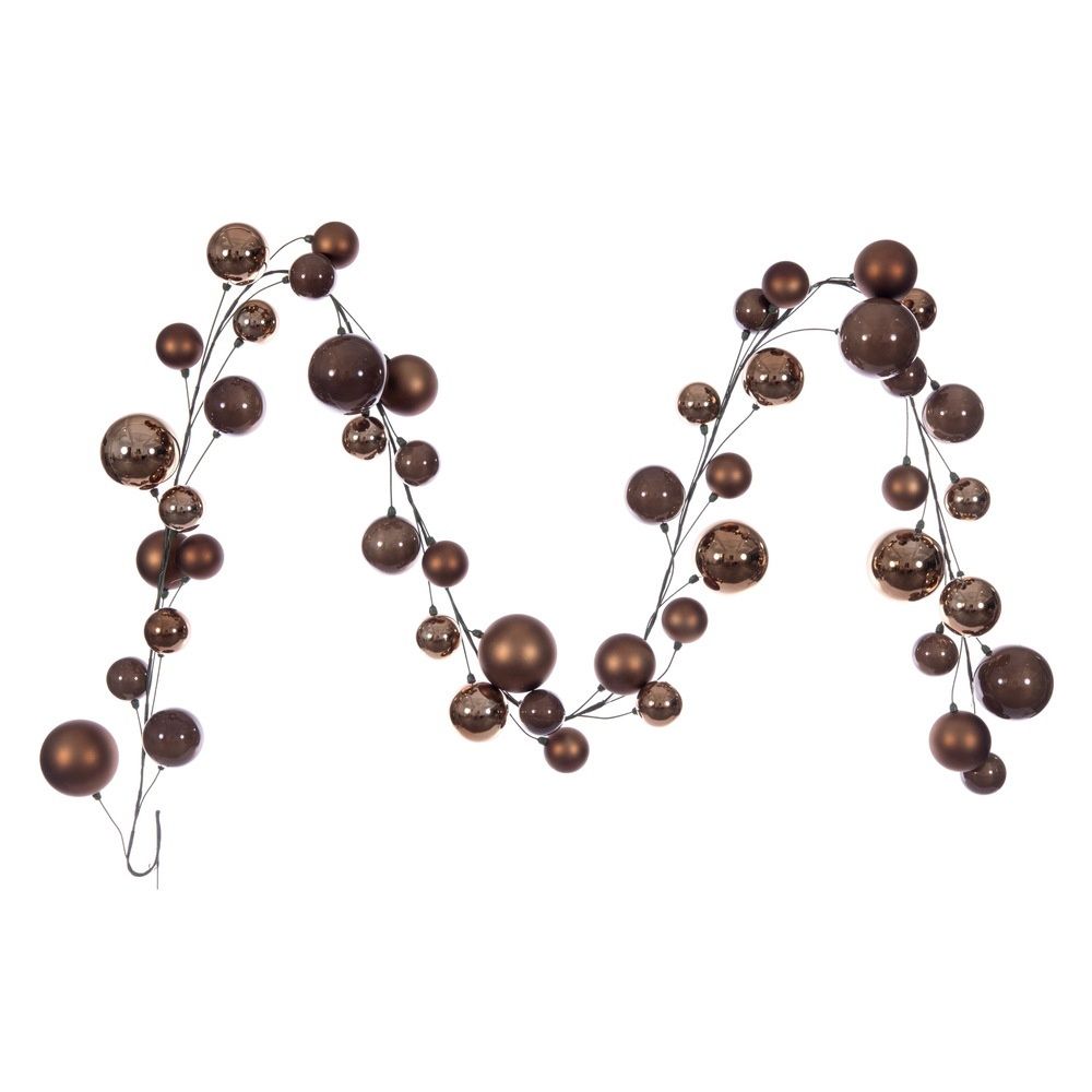 10' Mocha Matte &amp; Shiny Pearl Ball Garland 2"-4"
