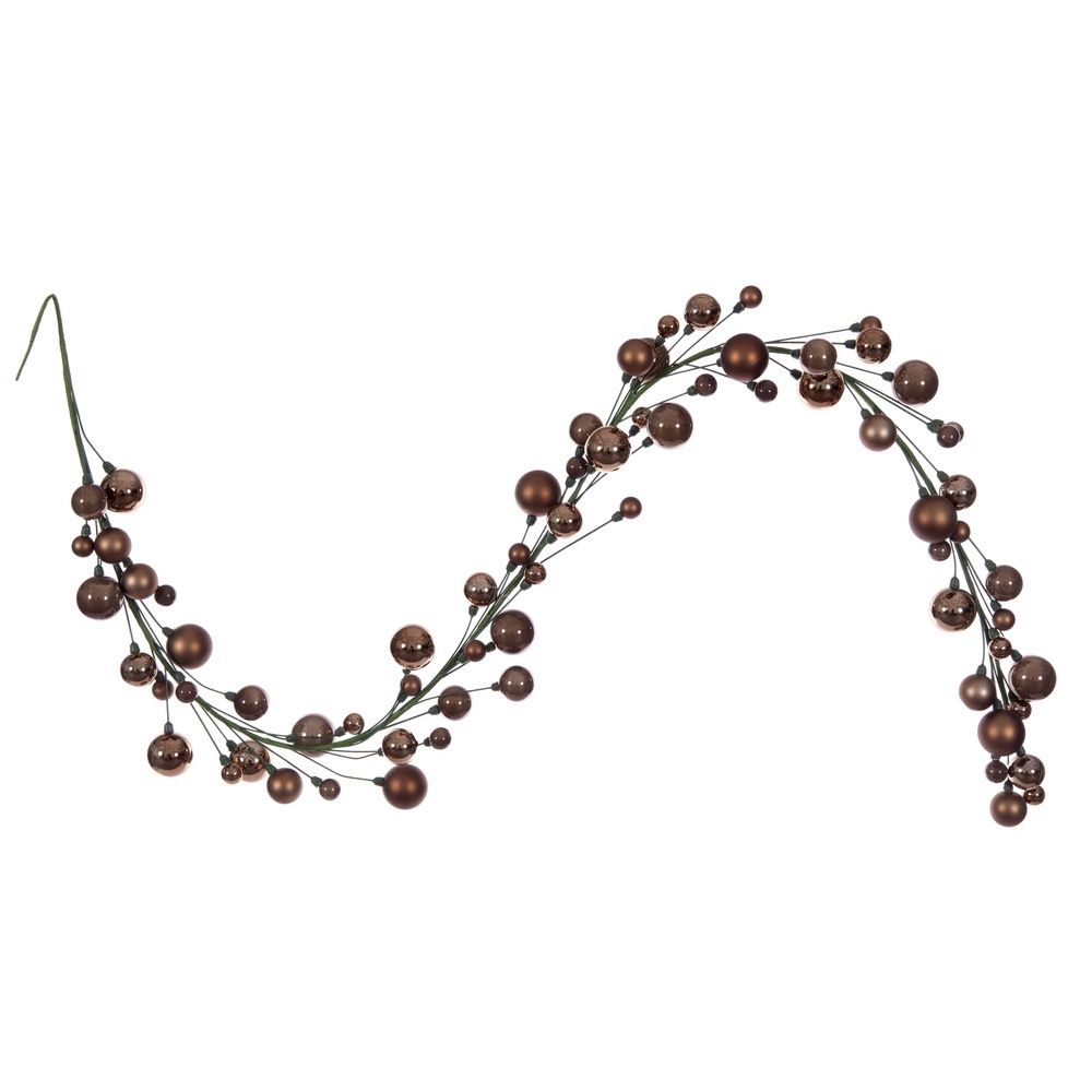 6' Mocha Matte &amp; Shiny Pearl Ball Garland 1"-2"