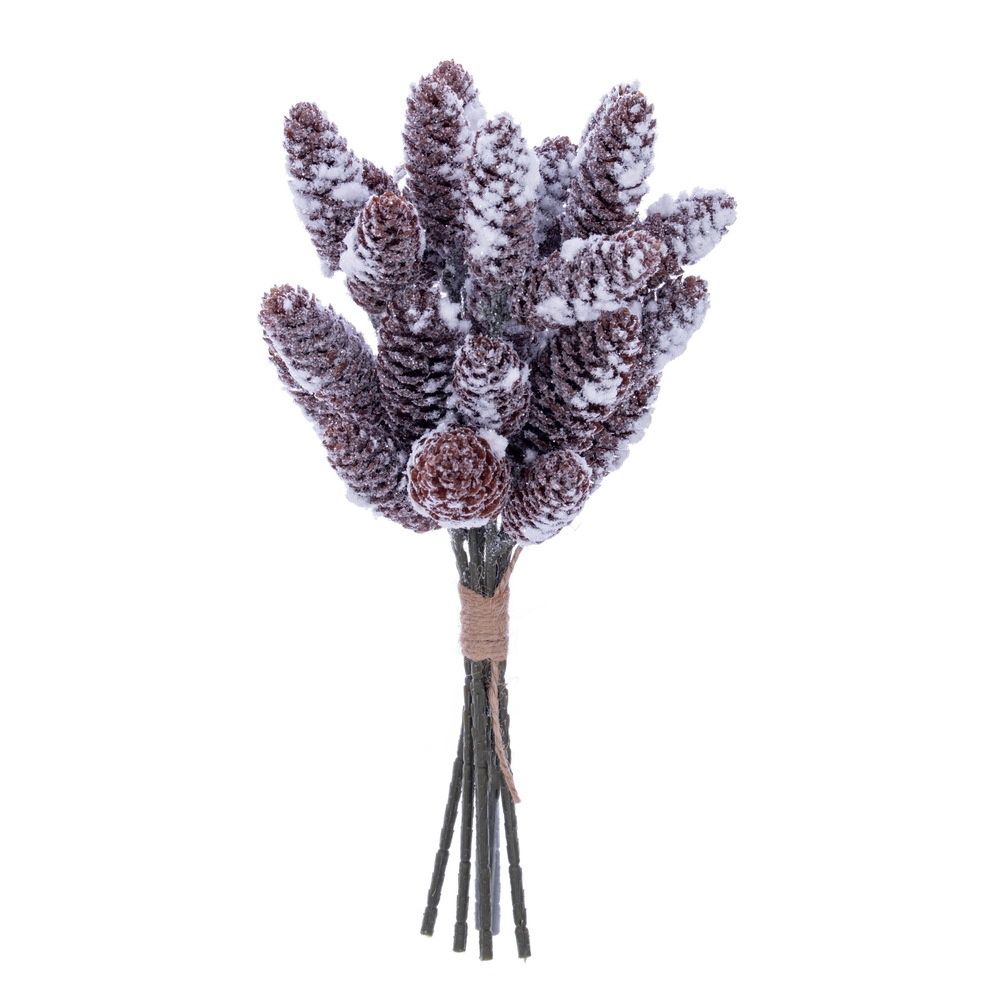 13" Snowy Pinecone Pick Bundle