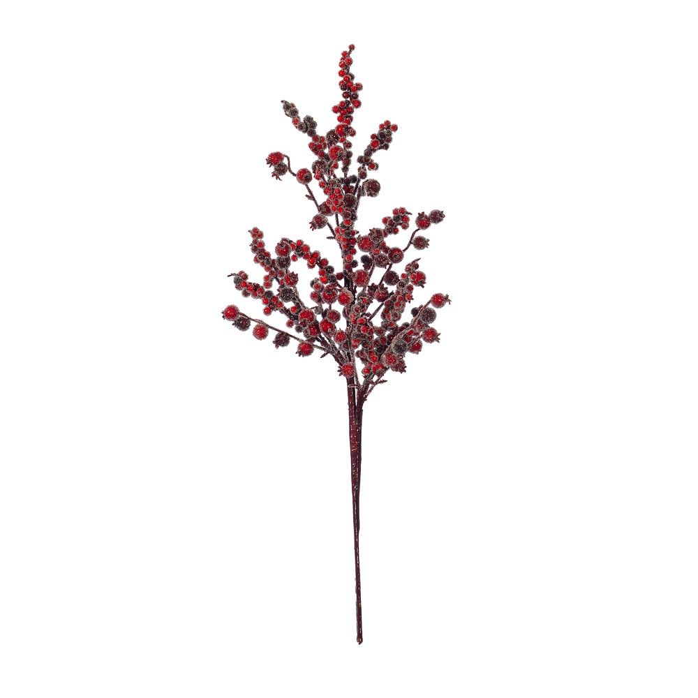 24" Icy Red &amp; Burgundy Berry Spray