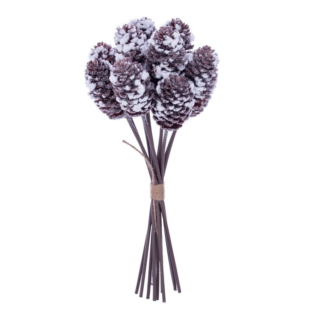 17" Snowy Pinecone Stem Bundle