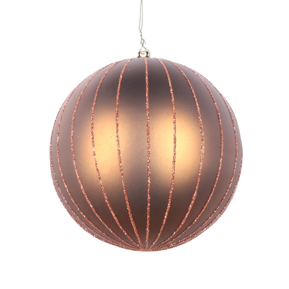 5" Mocha Matte Glitter Ball Ornament