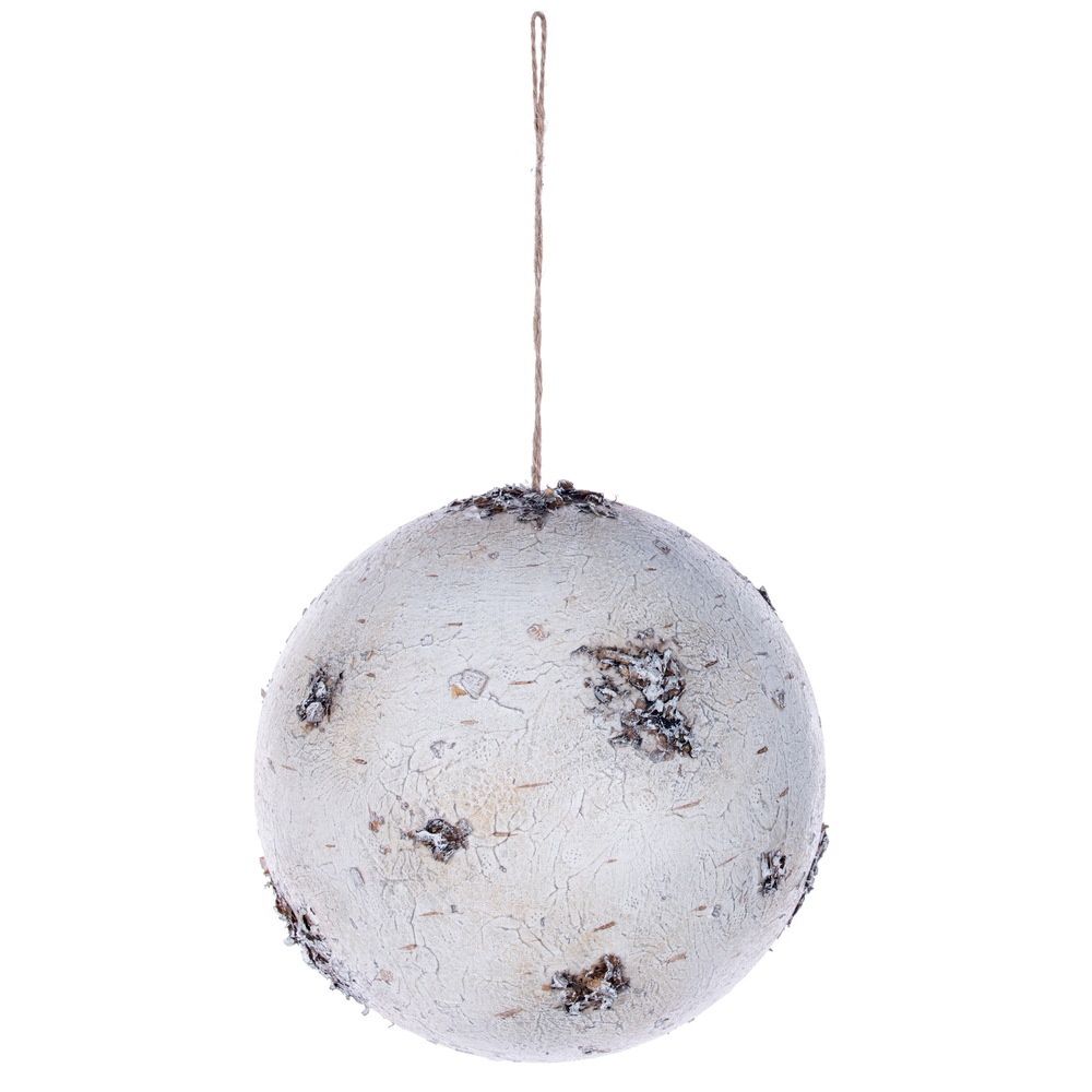 8" White Birch Ball Ornament
