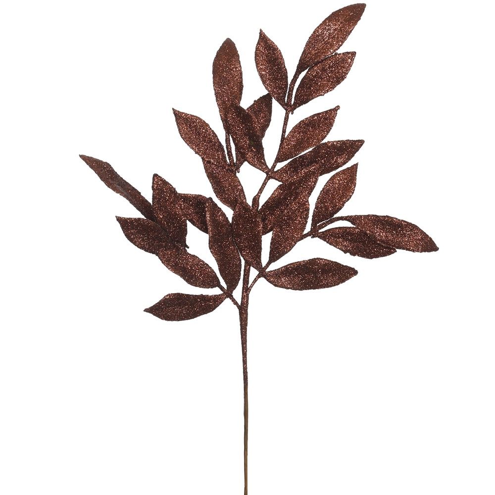 22" Chocolate Glitter BayLeaf Artificial Christmas Spray