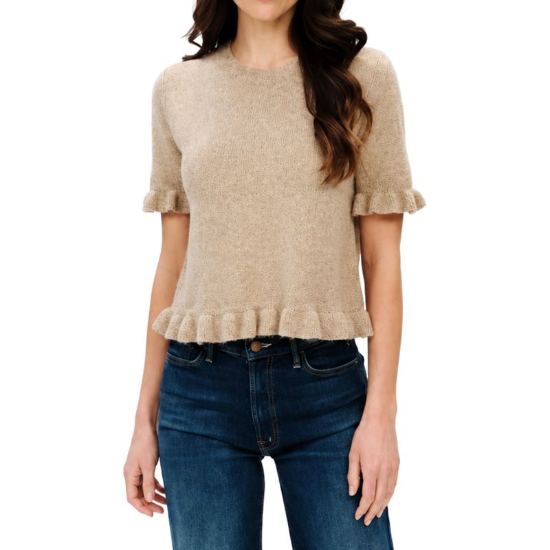 Ruffle Edging Sweater - Latte