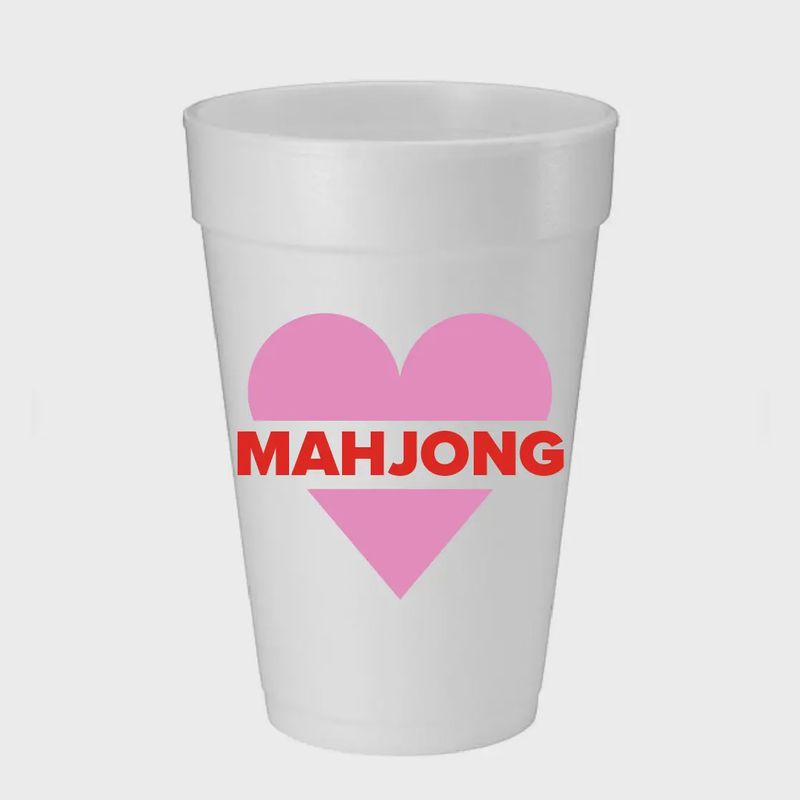Heart Mahjong Foam Cups Set of 10
