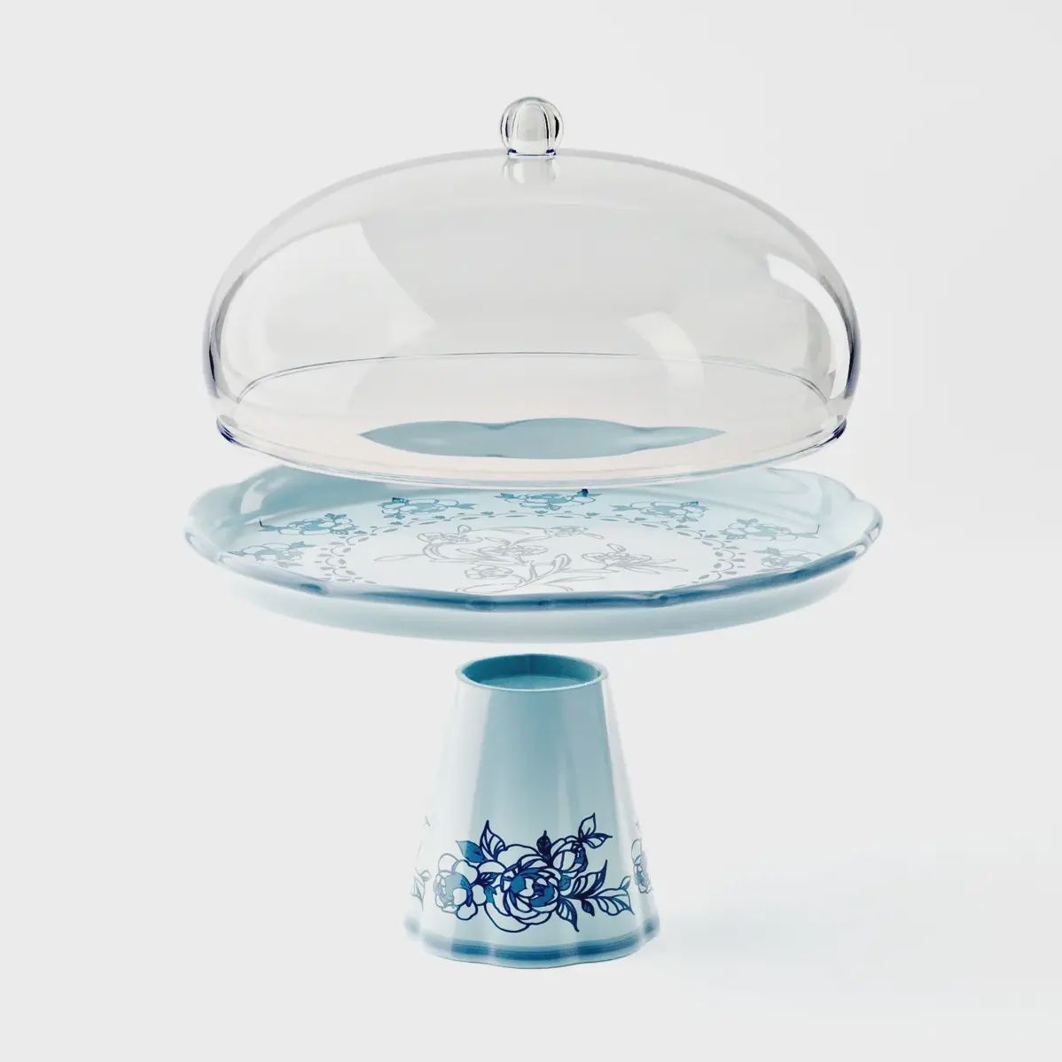 Josephine Floral Cake Stand with Glass Dome