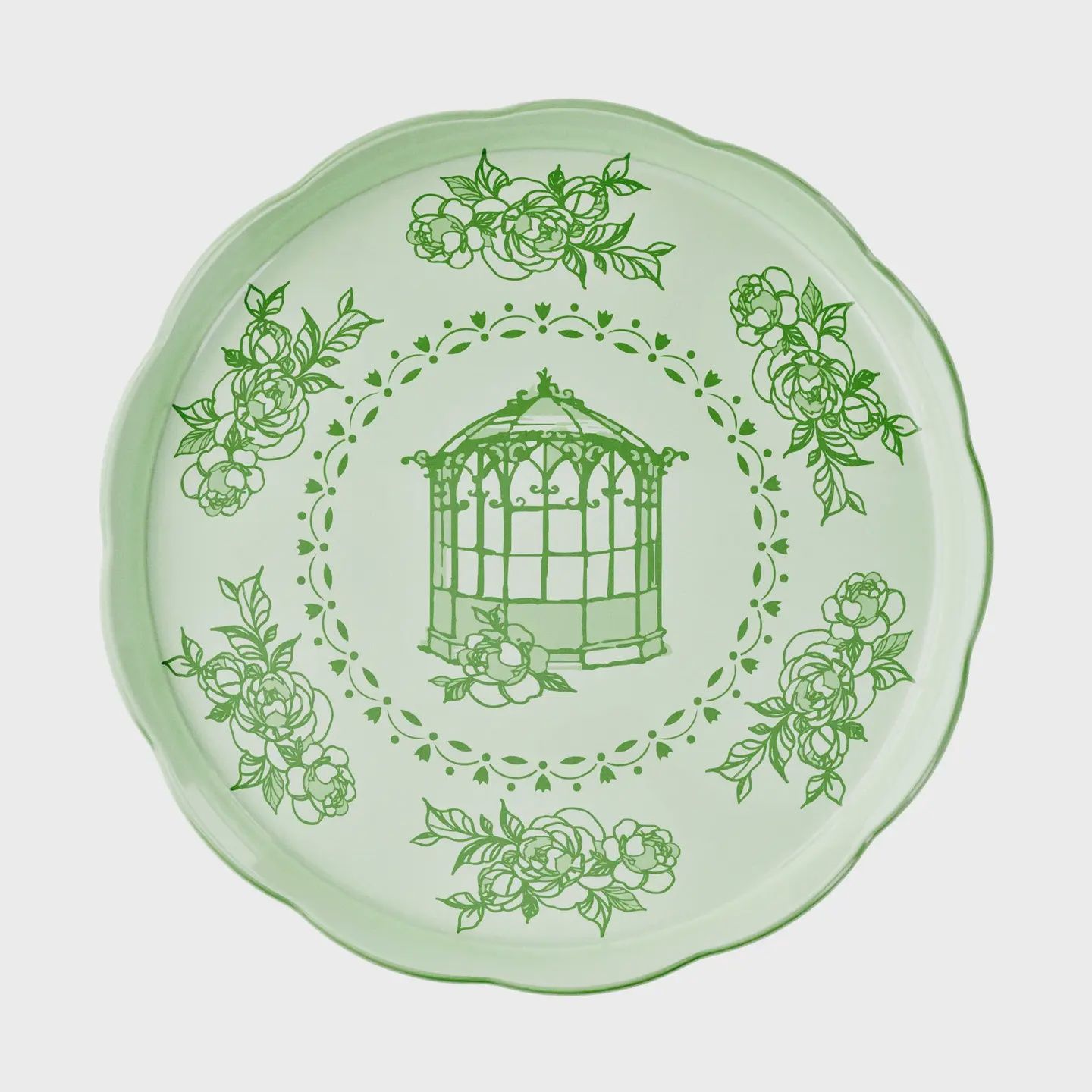 Josephine Green Floral Large Round Tray