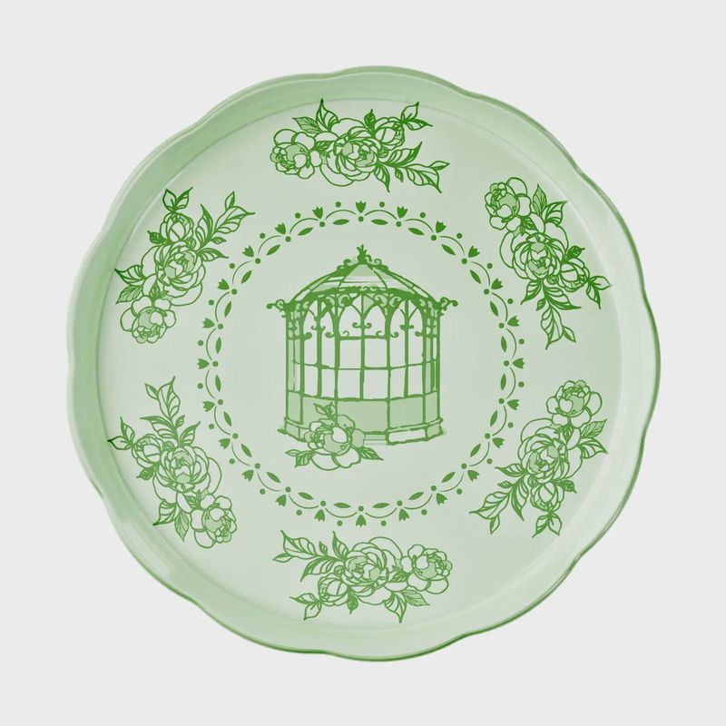 Josephine Green Floral Large Round Tray