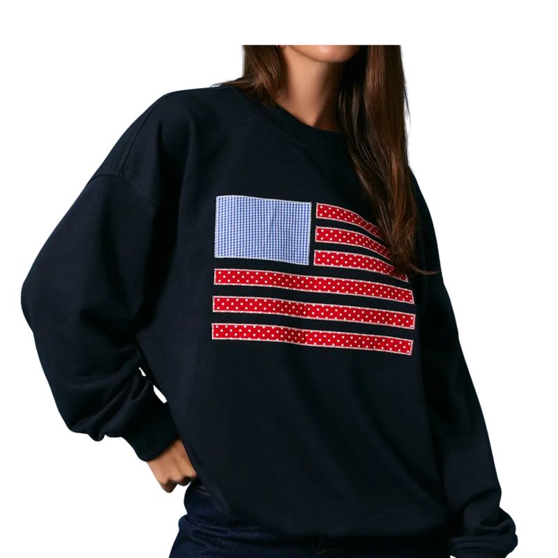USA Flag Oversized Crew Neck Sweatshirt