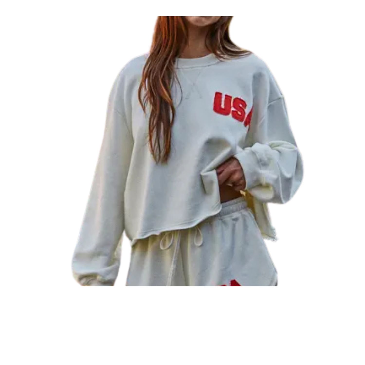 Knit Cotton Crew Pullover with USA Patch