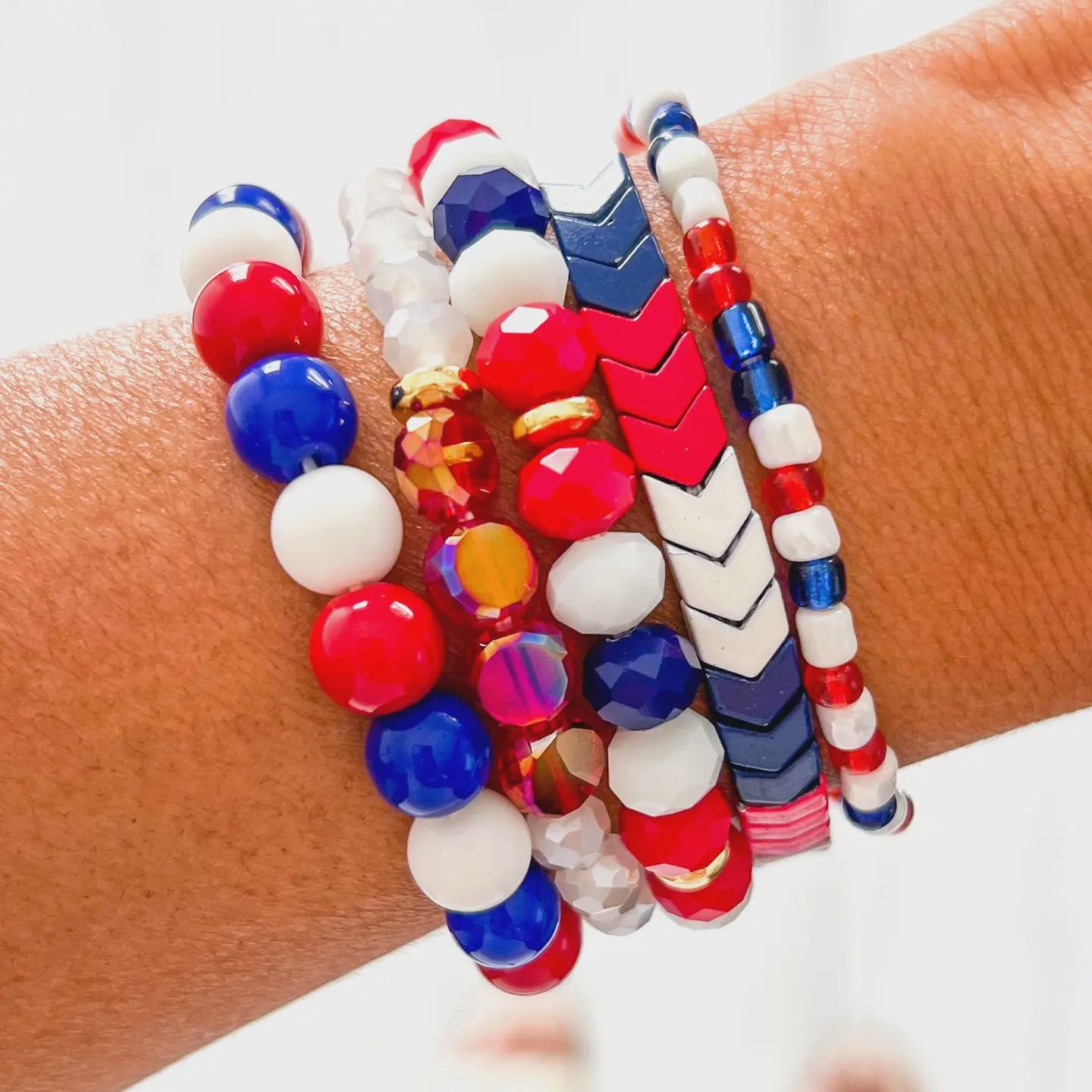 Red White &amp; Blue Patriotic Bracelet Stack