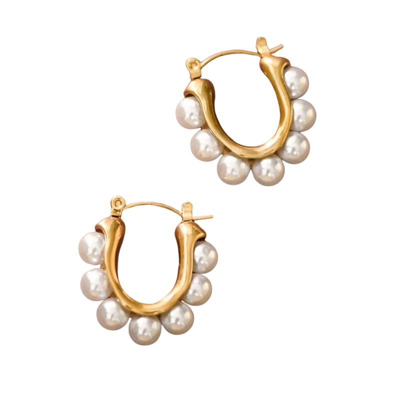 Pearl Bloom Hoop Earrings