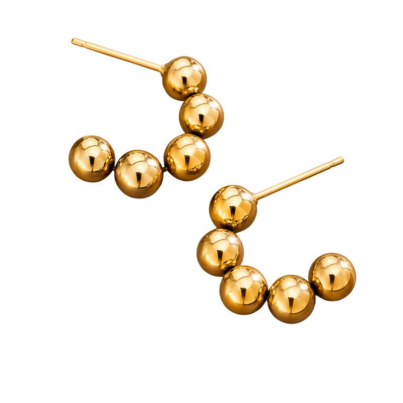 Golden Orbit Bead Hoop Earrings