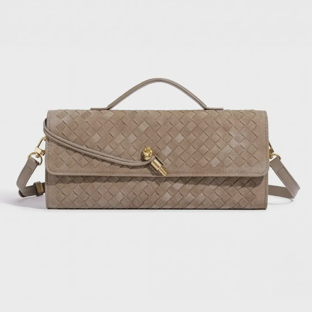 Stone Woven Convertible Clutch