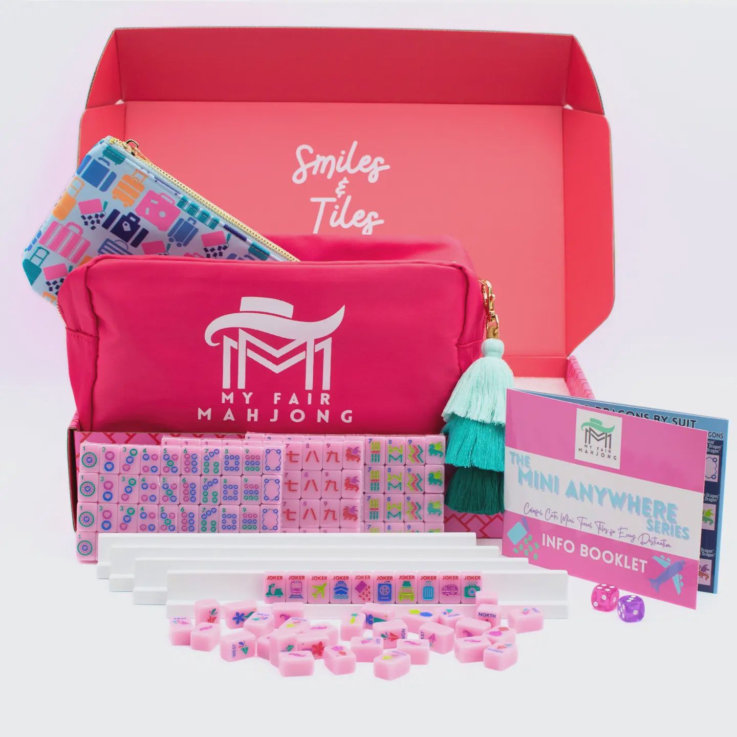 Mini Travel Mahjong Set Pink | Portable Mahjong Game