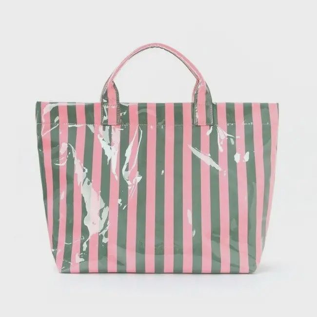 Mint &amp; Pink Stripe Oversized Beach Tote