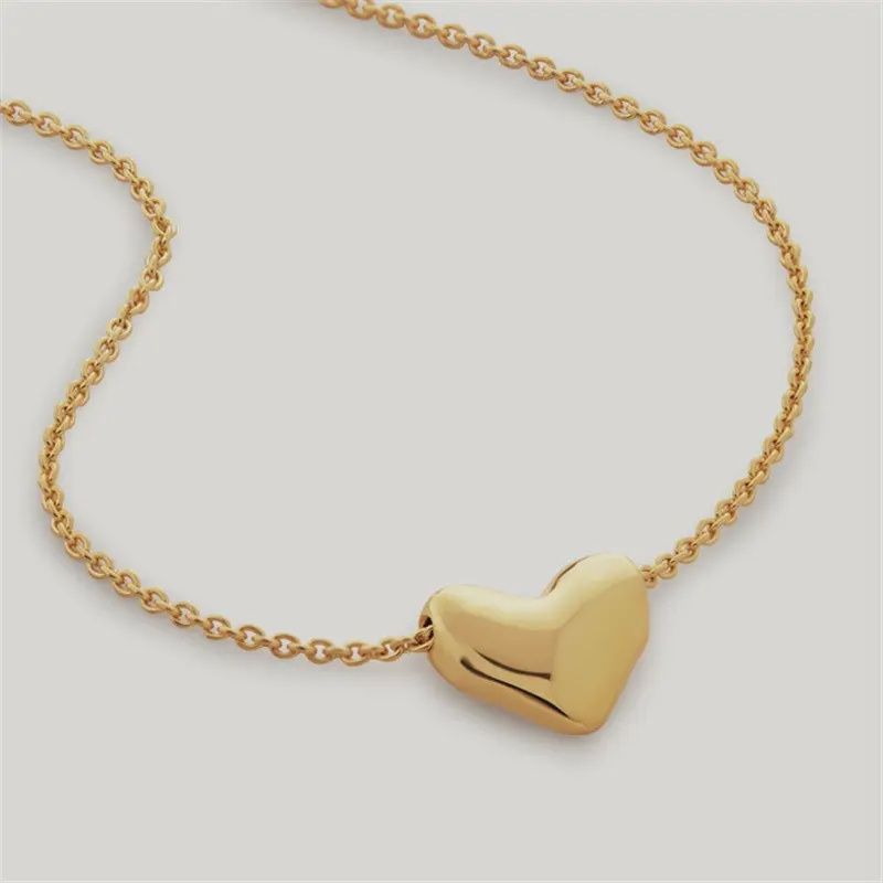 18K Gold Stainless Steel Puffy Heart Necklace