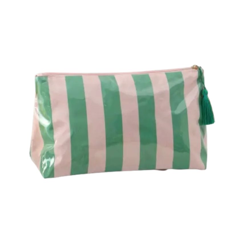 Mint &amp; Blush Striped Tassel Cosmetic Pouch
