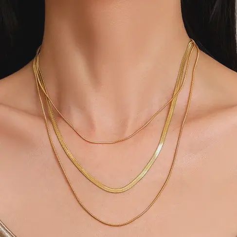 Layered Non-Tarnish Snake Chain Necklace