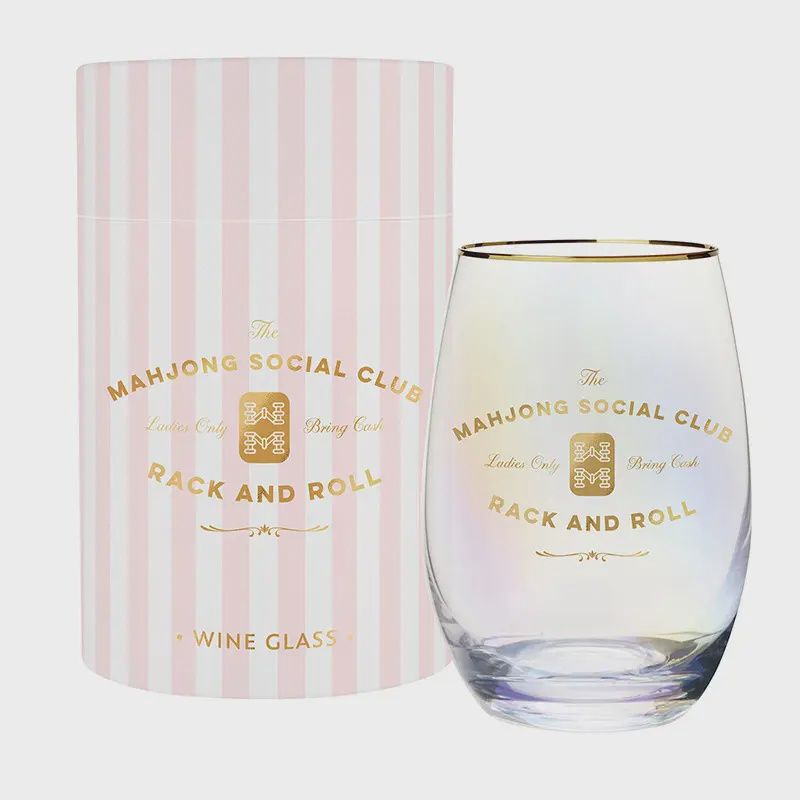 Gold Foil Stemless Wine Glass - Mahjong Social Club