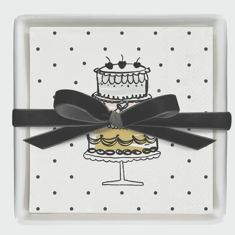 Ceramic Cocktail Napkin Tray Set – Cake