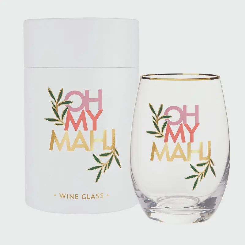 Gold Foil Stemless Wine Glass – Oh My Mahj
