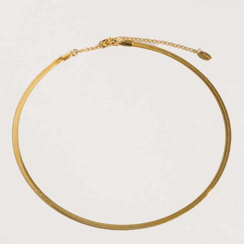 18K Gold Non-Tarnish Flat Snake Chain Bracelet