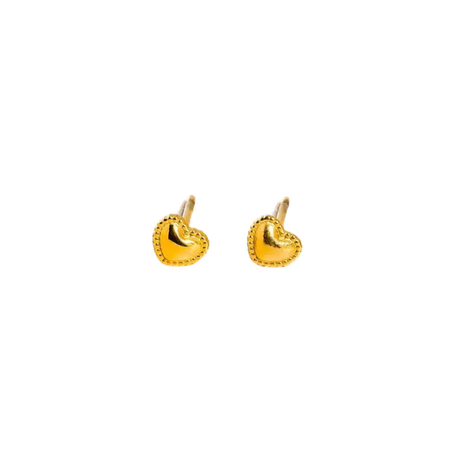 Golden Heart Stud Earrings