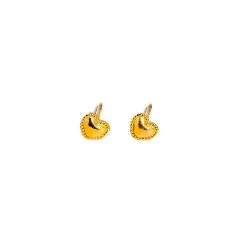 Golden Heart Stud Earrings
