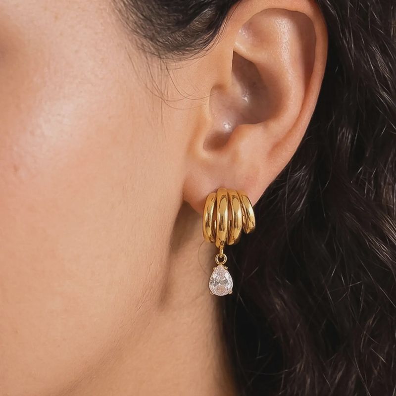 Dovely 18K Gold Non-Tarnish Classic Cz Drop Earring