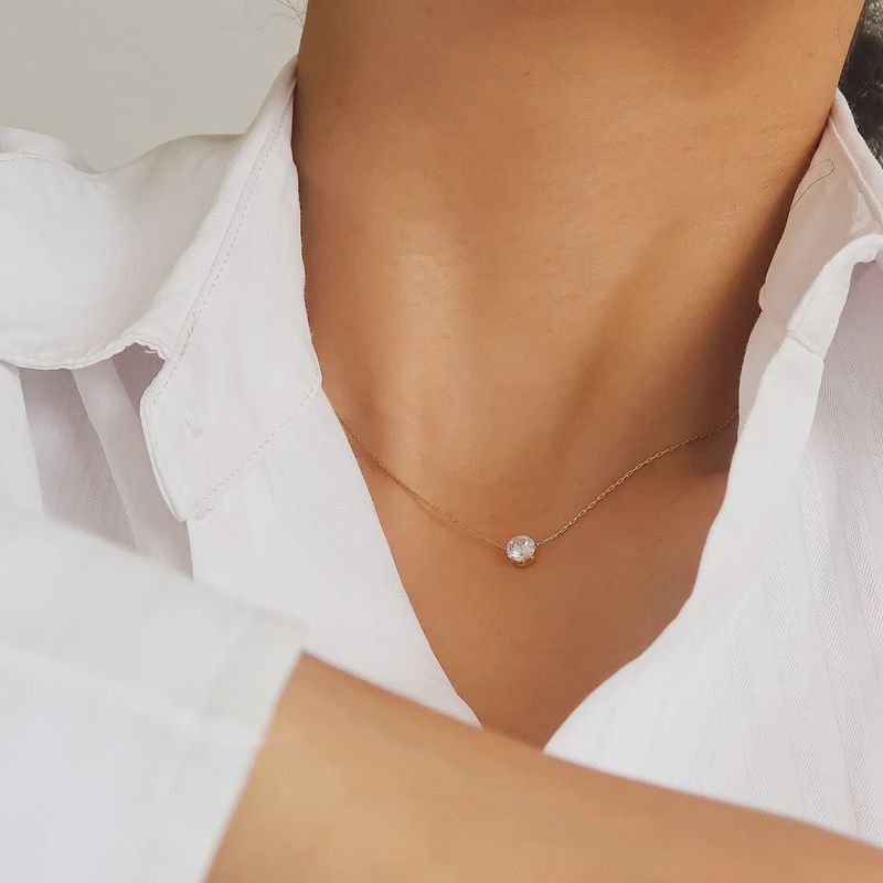 Ciara 18K Non-Tarnish Petite Round Cz Necklace