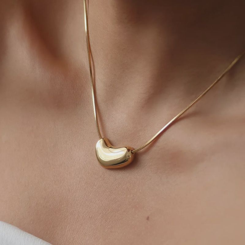 Louis 18K Gold Non-Tarnish Puffy Heart Necklace