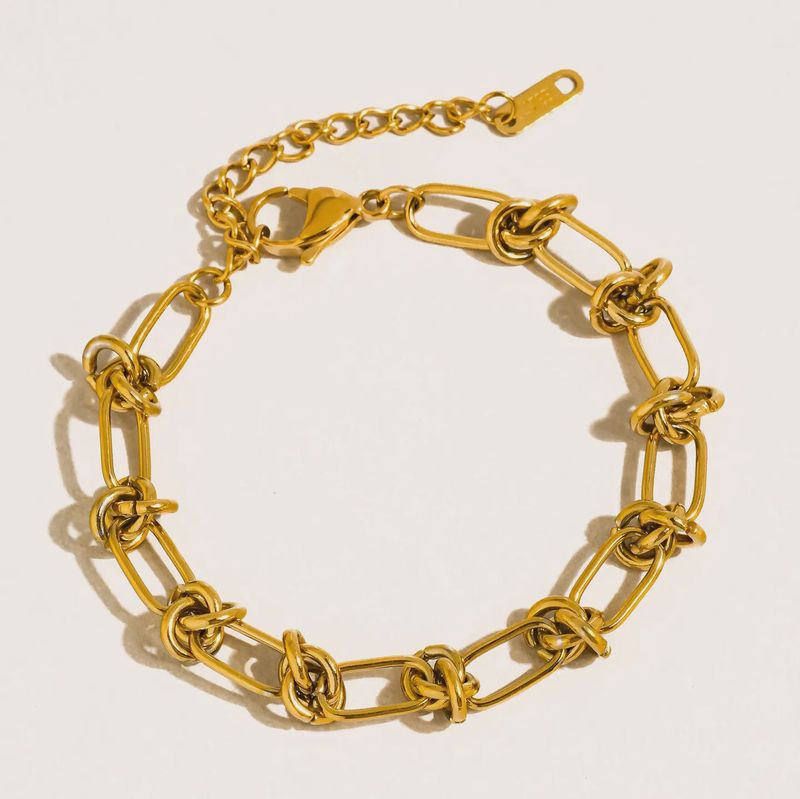 Knotted 18K Gold Non-Tarnish Link Bracelet