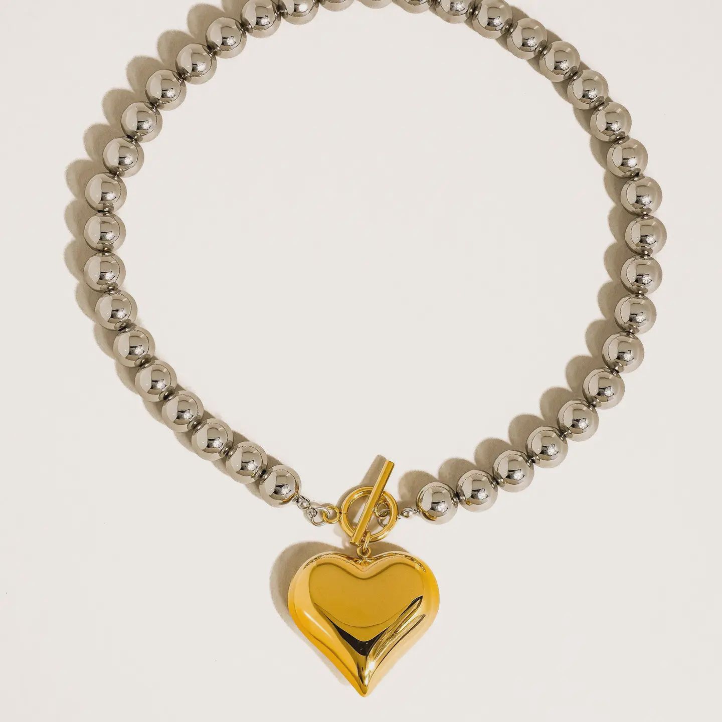 Raissa 18K Gold Non-Tarnish Two Tone Heart Necklace