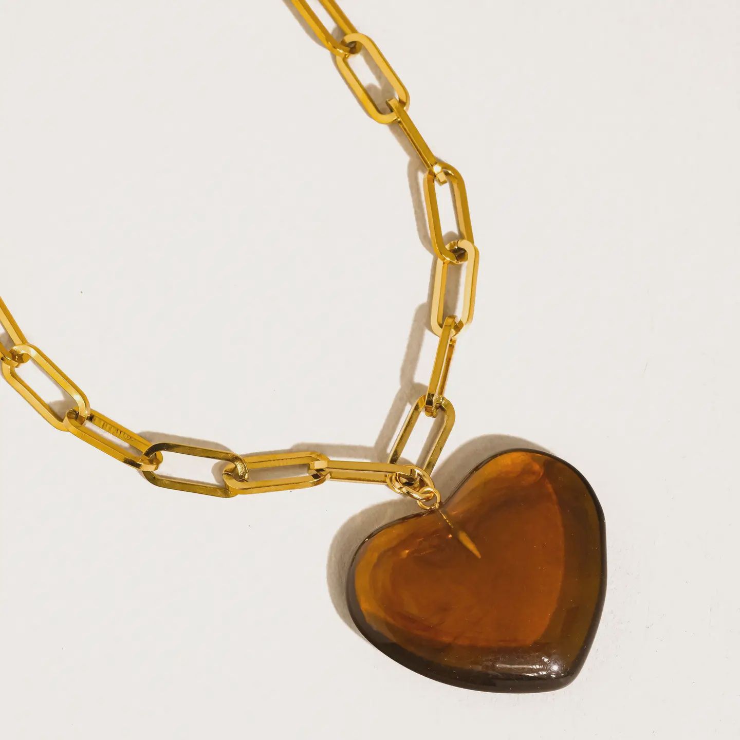 Talia 18K Gold Non-Tarnish Tiger Eye Heart Necklace