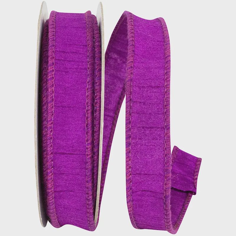 Fuchsia Dupioni Wired Ribbon - 10 yards