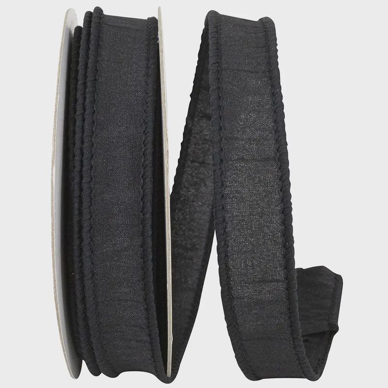 Black Dupioni Wired Ribbon - 10 Yards