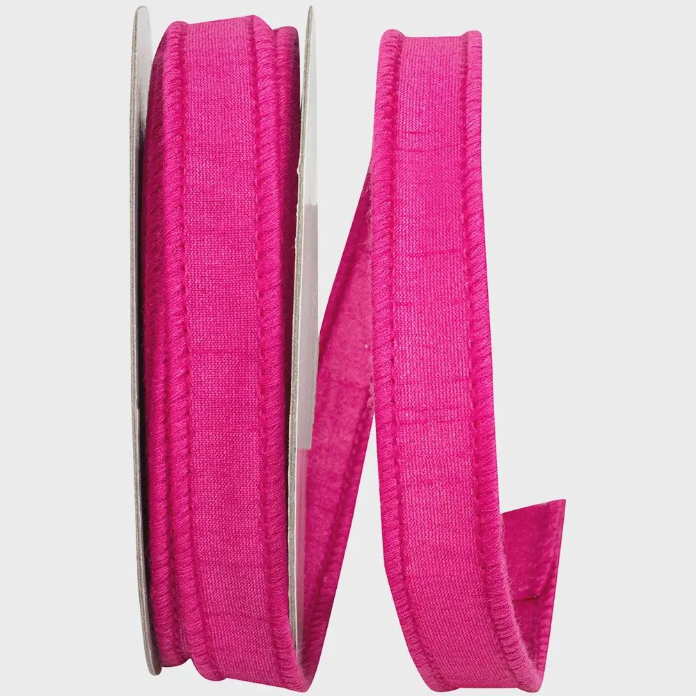 Hot Pink Dupioni Wired Ribbon - 10 yards