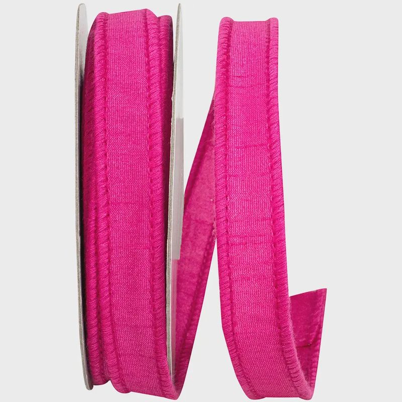 Hot Pink Dupioni Wired Ribbon - 10 yards