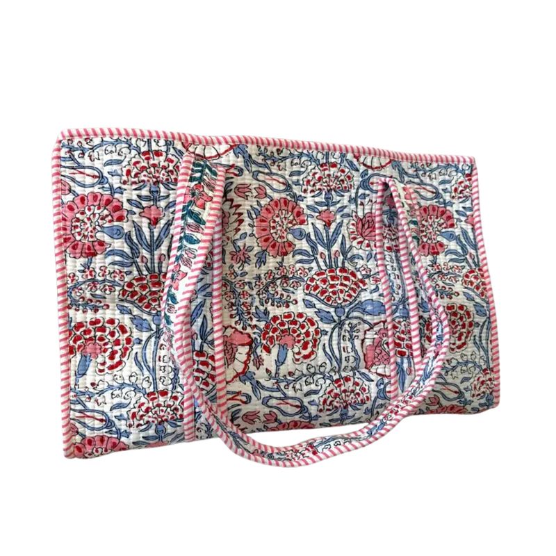Millie Blue &amp; Pink Floral Tote Bag