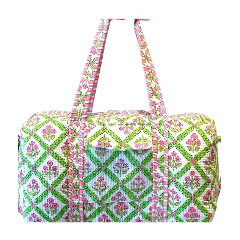 Scottie Pink and Green Floral Duffel Bag