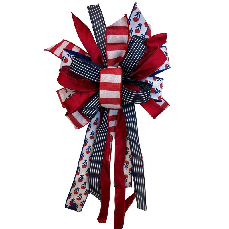 Stripes &amp; Florals Bow - Approx. 23" Long x 15" Wide
