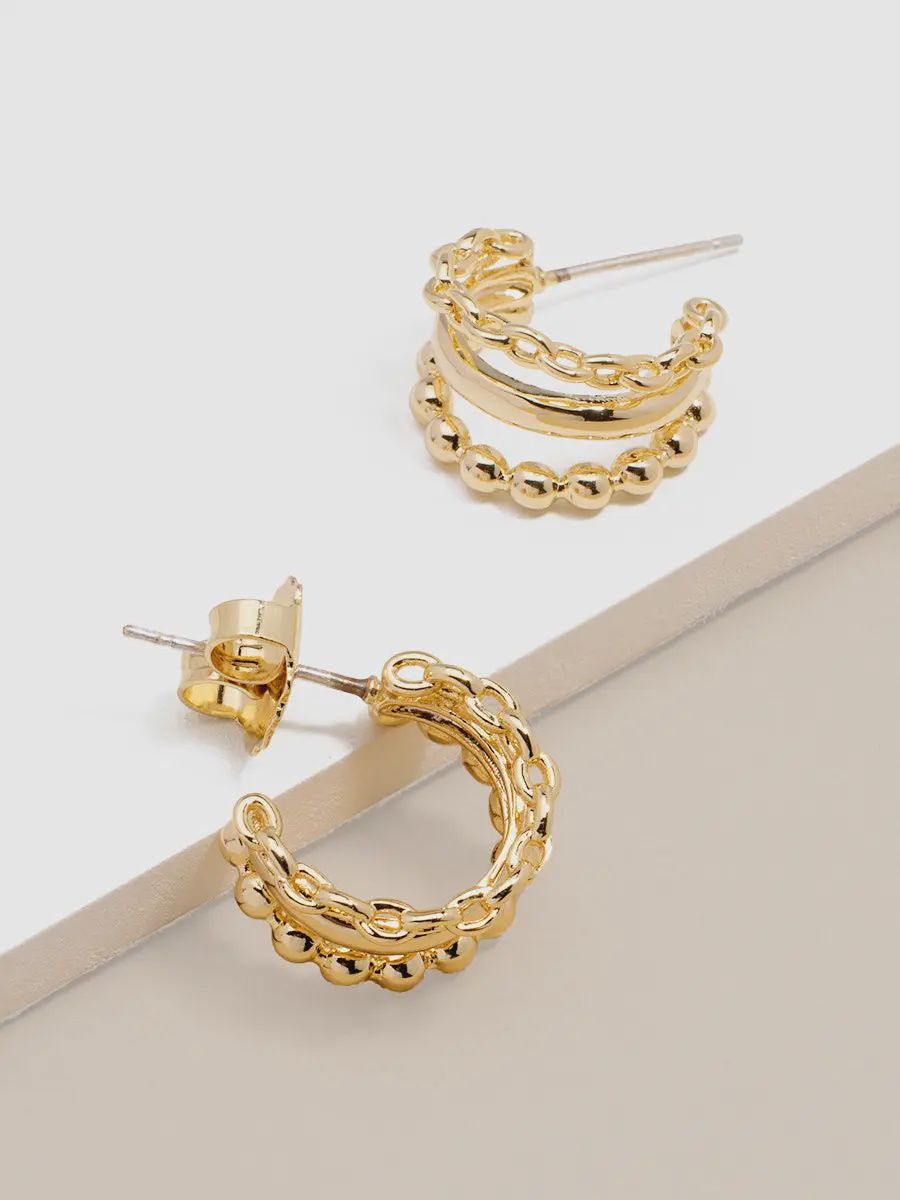 Beads and Links Huggie Earring