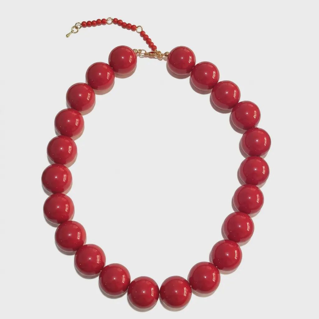 Bold Red Beaded Statement Necklace